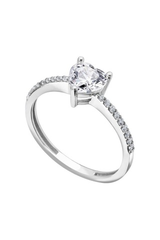 Diamond Line - Gülaylar - Beyaz Altın 8 Ayar Kalp Yüzük (527305077)