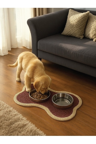 Kedi, Köpek Evcil Hayvan Mama Matı, Paspası - Bordo