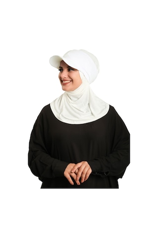 Hürrem Bone Krem Pratik Hazır Geçmeli Şapkalı Tesettür Eşarp Viskon Düz 2513 40 krem