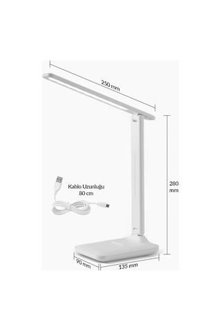 9W 3 Renk Dokunmatik Telefon Standlı Kademeli Şarjlı Masa Lambası