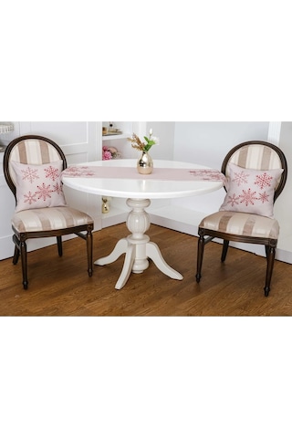 Kartanesi Baskılı Kumaştan Beje Kırmızı Kırlent 45x45 -1376 45 x 45