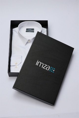İmza Beyaz Sert Yaka Uzun Kol Cepsiz Slim Fit %100 Pamuk Gömlek 1004260324