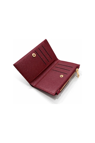 Adelina Bags Kadın Timsah Deseni Görünümlü Basic Küçük Bordo Cüzdan Bordo