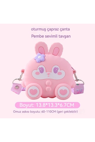 Karikatür Tavşan Silikon Çanta-pembe Pembe
