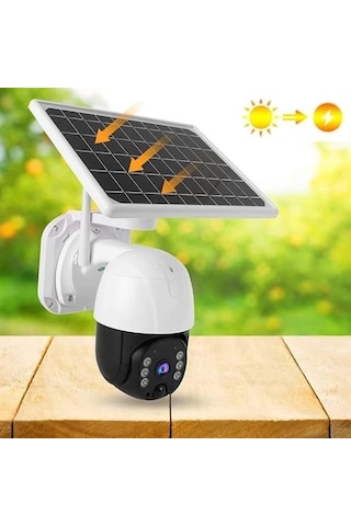Solar Panelli Su Geçirmez Gece Görüş Destekli Kablosuz Bağlantılı Güvenlik Kamerası Lisinya Çok Renkli