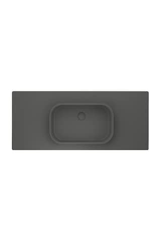 Real Stone Pure Etajerli 90x50 Gri Granit Banyo Lavabosu