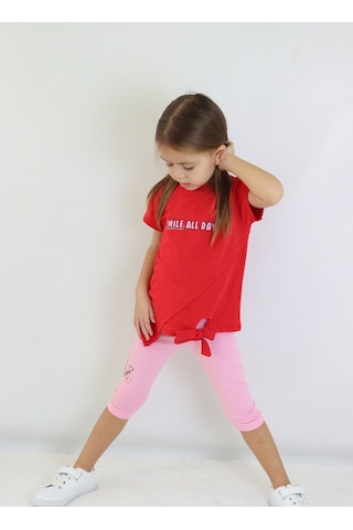 Harika Kids Kız Çocuk Kaprili Kısa Kollu Yazlık Basic Takım 2-5 Yaş 001