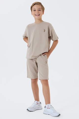 U.S. Polo Assn. Erkek Çocuk 2 Li Bermuda T-şhirt Takım Kum-2318 Kum Rengi