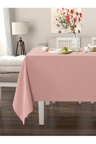 Türk Gülü Rengi Masa Örtüsü Kadife Dokulu Leke Tutmaz Türk Gülü