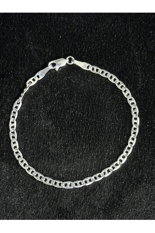 Modagümüşevi Özel Kutulu 925 Ayar Gümüş 4mm Erkek Forse Barlı Zincir Bileklik