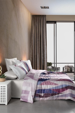 Dijital Saten Çift Kişilik Nevresim Takımı Prism Pembe