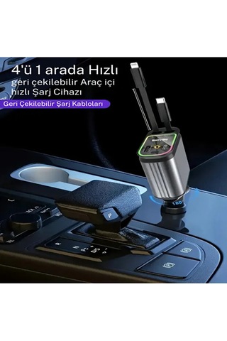 66w Led Işık Yıldızlı Tavan 3.4a Type-c + Araç Usb Çakmaklık Hızlı Şarj Cihazı Tüm Araçlara Uyumlu