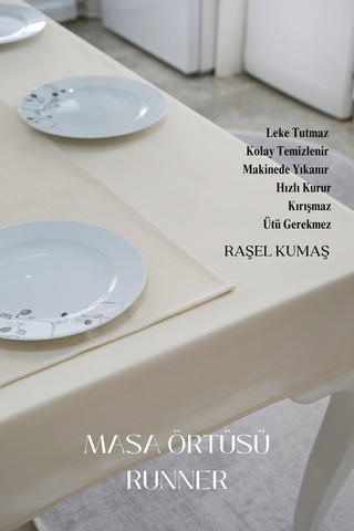 Smooth Set Masa Örtüsü Ve Runner Seti Sofra Bezi Çeyiz Seti Masa Örtüsü Ve Runner Krem
