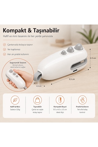 Taşınabilir Mini Poşet Kapatma Ve Kesme Makinesi 2'si 1 Arada Type-c Şarjlı Isı İle Paketleme Cihazı Bej
