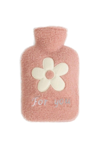 Sıcak Su Torbası Peluş Papatya Desenli Pembe 21x13,5x2cm 500 Ml Açık Pembe