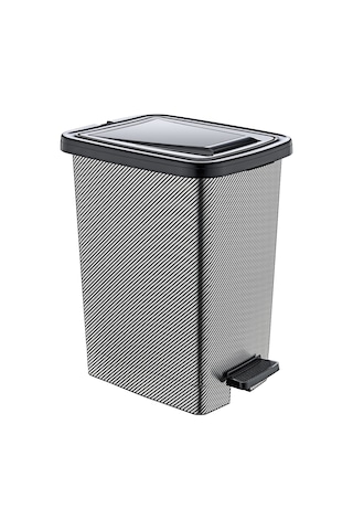 Plastik 25 Lt Slim Pedallı Çöp Kovası Gri İç Kovalı Gri