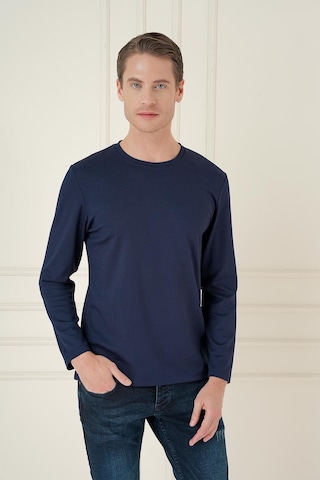 Efor Comfort Fit Bisiklet Yaka Uzun Kol Casual Lacivert Tişört Ts 892 Lacivert