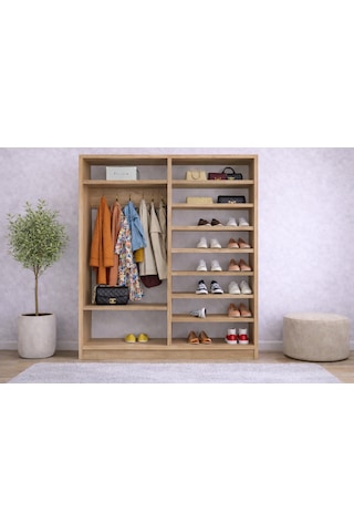 Vigor Tamamı Mdf Sürgülü Portmanto Vestiyer Ayakkabılık Meşe 140 Cm