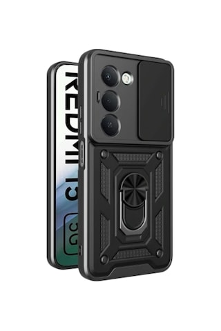 Xiaomi Redmi 15 4g İçin Uyumlu Sürgülü Korumalı Yüzüklü Standlı Magnetic Tpu Tank Kapak