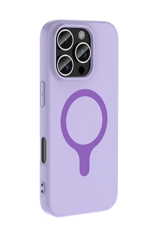Maks Technology iPhone Uyumlu 16 Pro Kılıf M-safe Şarj Özellikli Mkst Aris Silikon Kapak - Lila