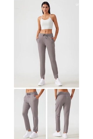 Move Yoga Pantolon Yüksek Bel Bağcıklı Rahat Kesim Spor & Günlük Alt Gri