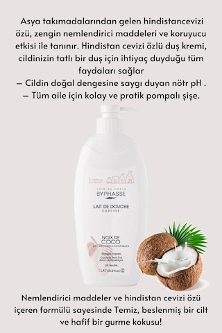 Byphasse Caresse Hindistan Cevizi Özlü Duş Kremi 1 L