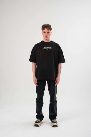 Vexor Kadın Baskılı T-shirt Kısa Kol Bisiklet Yaka Oversize Rahat Kalıp Günlük Tişört - Siyah 444349