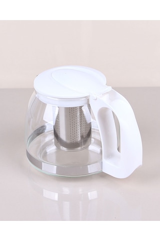Kapris 1500 Ml Çelik Süzgeçli Cam Demlik Beyaz 7488 Beyaz