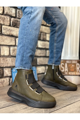 Ba0142 Bantlı Erkek Yüksek Taban Haki Spor Bot Haki