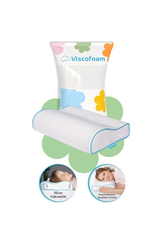 Viscofoam Küçük Boyun Destekli Ortopedik Yastık Visco Yastık 46x30x10-8cm