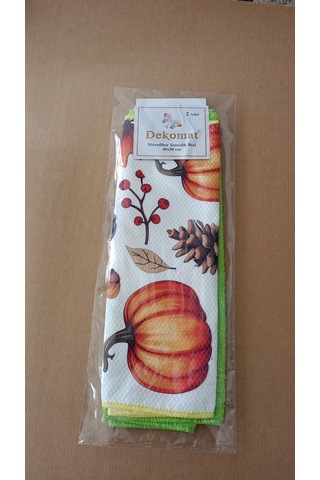 Microfiber Temizlik Bezi 40x50 Cm 2 Adet Bal Kabağı Bir Adet Baskılı Bir Adet Naturel