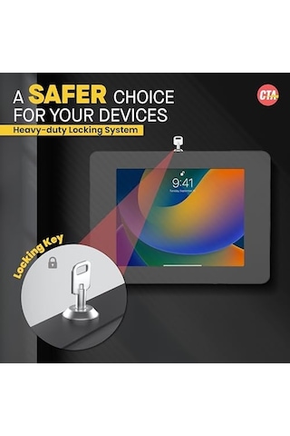 Cta Digital: Apple iPad Uyumlu, Mini 1-5 , Tab A 8 Ve Tab E8 İçin Premium Küçük Kilitleme Duvar Montajı, Siyah