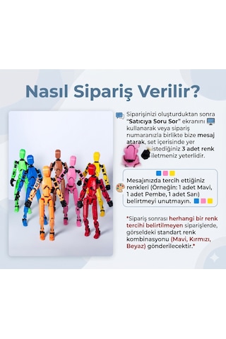 3'lü Kişiselleştirilebilir Robot Figür Seti - İstediğin Renkleri Sen Seç - Hareketli Eklemli Dummy