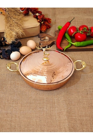 Modabakır Bakır Kapaklı Tava 18 Cm Model:ss5569 Bakır