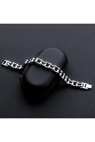 Siyah Opk Moda Erkek Bileklik Paslanmaz Çelik Bileklik 20cm Siyah