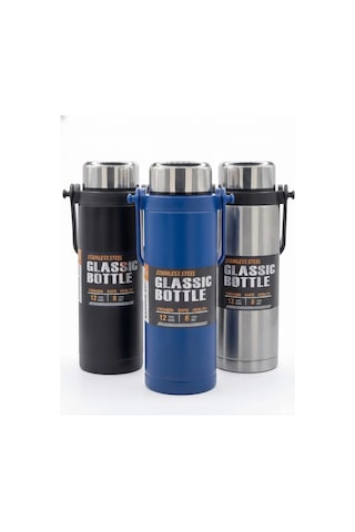 Termos Paslanmaz Sızdırmaz Dayanıklı Sıcak Soğuk Outdoor Matara Şık 800 Ml Çelik Termos Siyah Çok Renkli