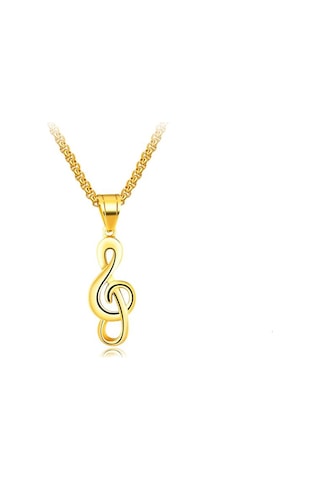 Altın Opk Yaratıcı Müzik Sembolü Kolye Titanyum Çelik Erkek Kolye Havlu Altın