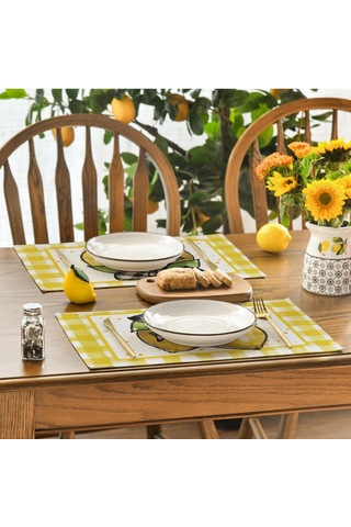 Buffalo Ekose Limon Placematları, 12x18 İnç, 4 Set 2