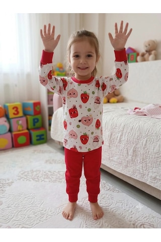 Kapitex Kız Çocuk Pijama Takımı Kırmızı