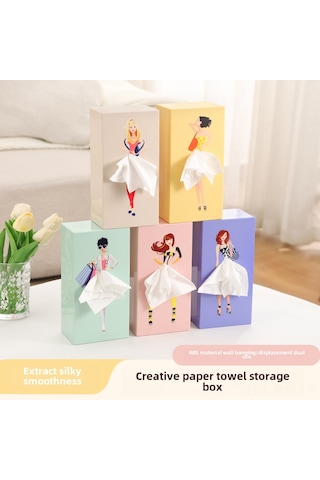 Reedark Kartoon Güzeli Mini Masaüstü Dekoratif Mendil Kutusu - Uçan Etki Li Rperi Renkli Kiz Figürlü Pratik Dekor Aleti