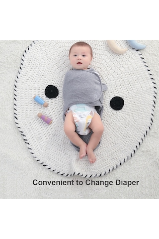 Maiyame Yeni Doğan Bebek Battaniyesi 2'li Paket - Pamuklu Sarılma Bezi Uyku Çantası - Gri Çizgili + Gri S Bedeni 0-3 Ay Gri