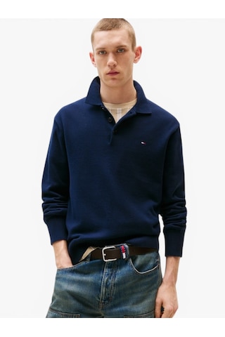 Tommy Hilfiger Tjm Slım Essentıal Polo Sweater Erkek Mavi Kazak - Dm0dm20304