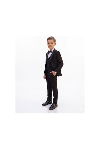 Suit Aydın Erkek Çocuk Slim Fit Premium Damatlık Smokin Takım Elbise Siyah