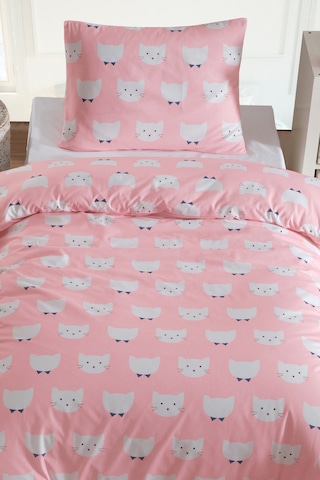 Tek Kişilik Pamuklu Nevresim Takımı 3 Parça Pisipisi Desen Pembe / Yumuşak Dokulu Pembe