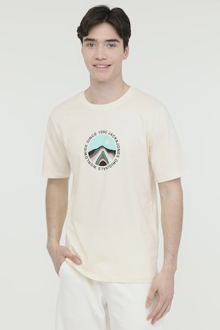 Jack & Jones Jorlafayette Tee Ss Crew Bej Erkek Kısa Kol T-shirt 000000000101961708 Bej
