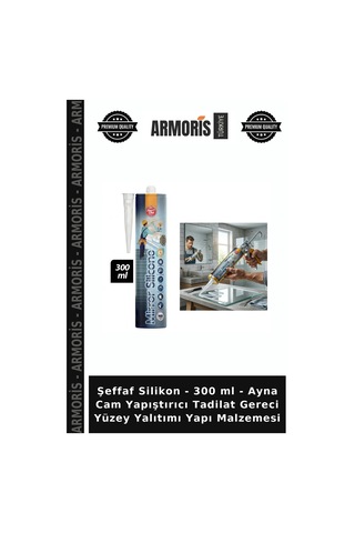 Şeffaf Silikon - 300 Ml - Ayna Cam Yapıştırıcı Tadilat Gereci Yüzey Yalıtımı Yapı Malzemesi