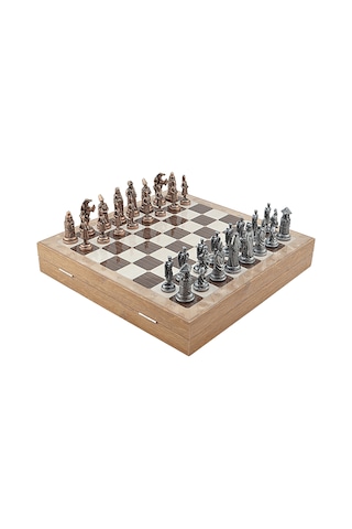 Gifthome Büyük Boy Metal Osmanlı-bizans Satranç Tk. Antik Ve Rustik Desenli Sandıklı Mdf Tahtası 36x36 Cm.