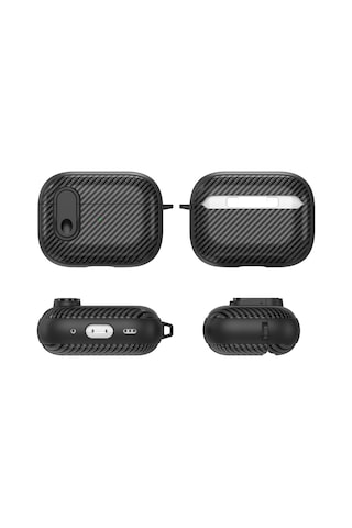 Airpods Uyumlu İçin 2/1 Karbon Fiber Doku Kablosuz Kulaklık Kılıfı Güvenlik Kilidi İle Kırmızı