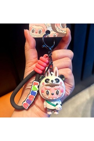 Novahub Yeni Karikatür Hasır Şapka, Labubu Kumaş, Küçük Koyun Anahtarlık, Sevimli Kadın İçin Dekorasyon Anahtar Zinciri