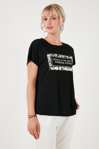 Lela Baskılı Bisiklet Yaka Regular Fit Bayan T Shirt 6671007 Siyah